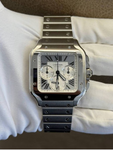Cartier Santos Chronograph Large — срібний циферблат