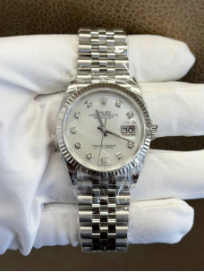 Rolex Datejust 36 — білий перламутровий циферблат з діамантовими індексами