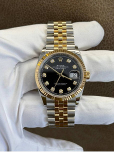 Rolex Datejust 36 — чорний циферблат з діамантовими індексами